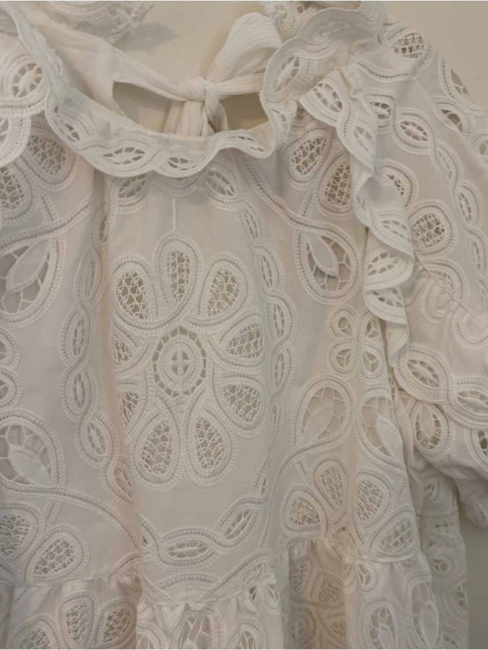 Sezane White Eyelet Ruffle Dress - Picture 3 of 5
